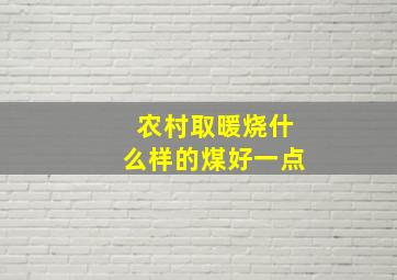 农村取暖烧什么样的煤好一点