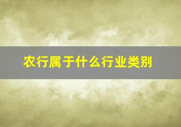 农行属于什么行业类别