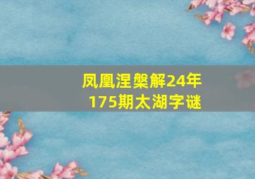 凤凰涅槃解24年175期太湖字谜