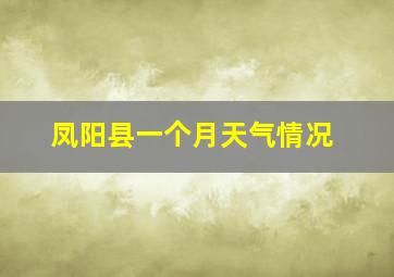 凤阳县一个月天气情况