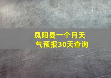 凤阳县一个月天气预报30天查询