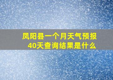 凤阳县一个月天气预报40天查询结果是什么