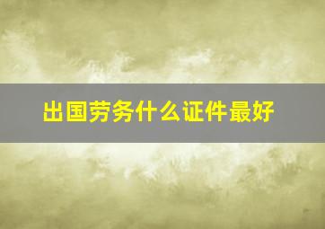 出国劳务什么证件最好