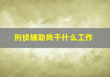 刑侦辅助岗干什么工作