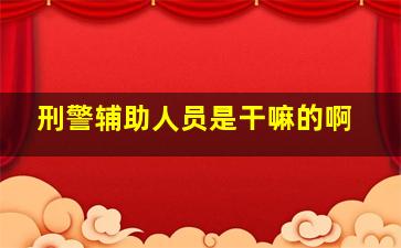 刑警辅助人员是干嘛的啊