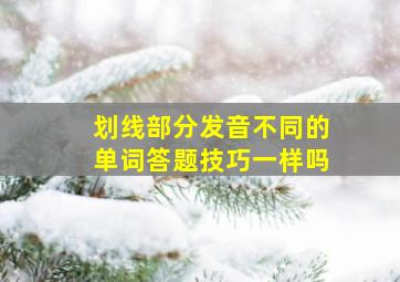 划线部分发音不同的单词答题技巧一样吗