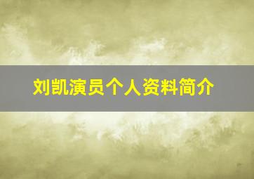 刘凯演员个人资料简介