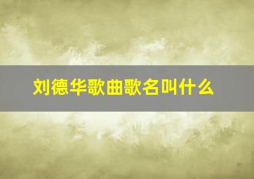 刘德华歌曲歌名叫什么