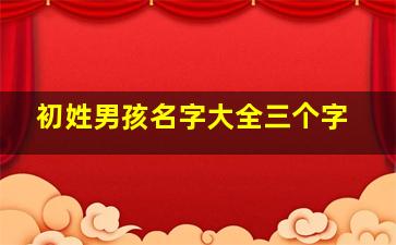 初姓男孩名字大全三个字