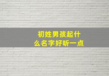 初姓男孩起什么名字好听一点