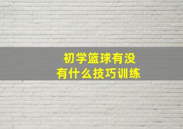 初学篮球有没有什么技巧训练