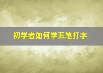 初学者如何学五笔打字