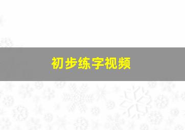 初步练字视频