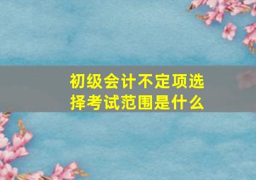 初级会计不定项选择考试范围是什么