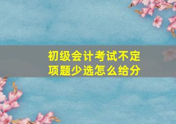 初级会计考试不定项题少选怎么给分