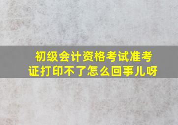 初级会计资格考试准考证打印不了怎么回事儿呀