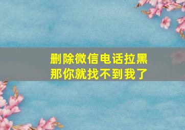 删除微信电话拉黑那你就找不到我了