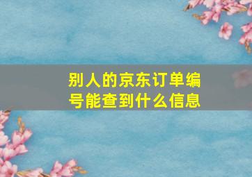 别人的京东订单编号能查到什么信息