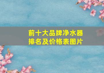 前十大品牌净水器排名及价格表图片