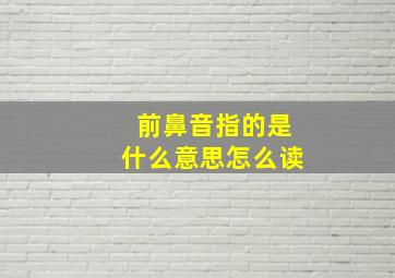 前鼻音指的是什么意思怎么读