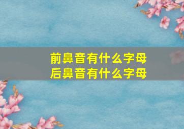 前鼻音有什么字母后鼻音有什么字母