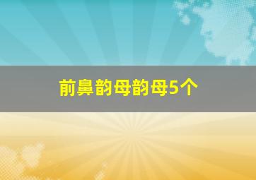 前鼻韵母韵母5个