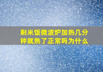 剩米饭微波炉加热几分钟就熟了正常吗为什么