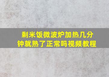 剩米饭微波炉加热几分钟就熟了正常吗视频教程