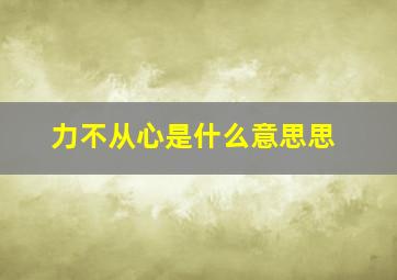 力不从心是什么意思思