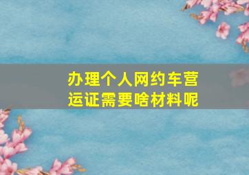 办理个人网约车营运证需要啥材料呢