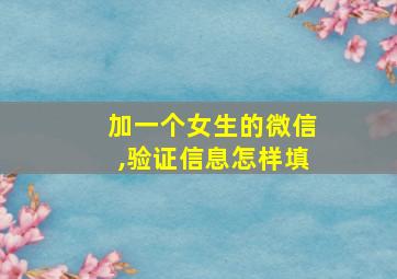 加一个女生的微信,验证信息怎样填