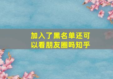 加入了黑名单还可以看朋友圈吗知乎