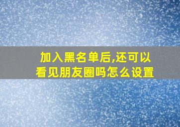 加入黑名单后,还可以看见朋友圈吗怎么设置