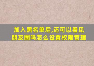 加入黑名单后,还可以看见朋友圈吗怎么设置权限管理