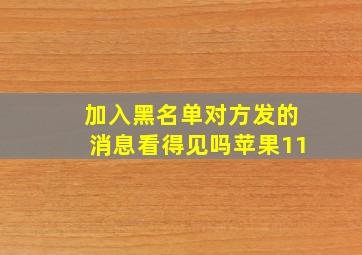 加入黑名单对方发的消息看得见吗苹果11