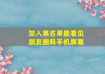 加入黑名单能看见朋友圈吗手机屏幕