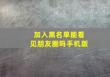 加入黑名单能看见朋友圈吗手机版