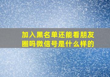 加入黑名单还能看朋友圈吗微信号是什么样的