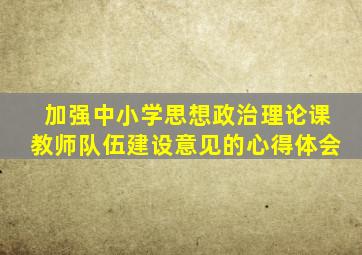 加强中小学思想政治理论课教师队伍建设意见的心得体会