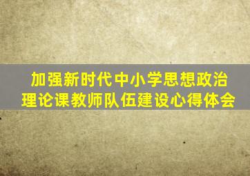 加强新时代中小学思想政治理论课教师队伍建设心得体会