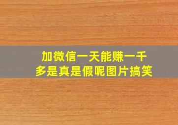 加微信一天能赚一千多是真是假呢图片搞笑