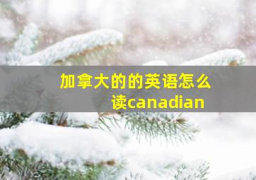 加拿大的的英语怎么读canadian