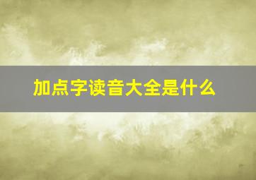 加点字读音大全是什么