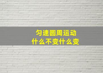 匀速圆周运动什么不变什么变