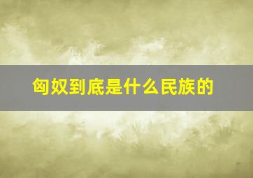 匈奴到底是什么民族的