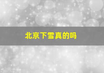 北京下雪真的吗