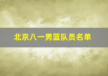 北京八一男篮队员名单