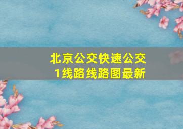 北京公交快速公交1线路线路图最新