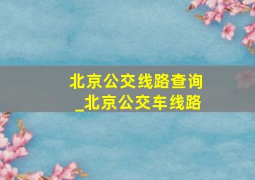 北京公交线路查询_北京公交车线路