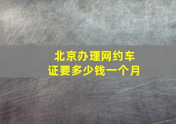 北京办理网约车证要多少钱一个月